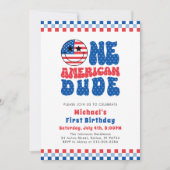 Een Amerikaanse Dude 4 juli Eerste Verjaardag Kaart (Voorkant)