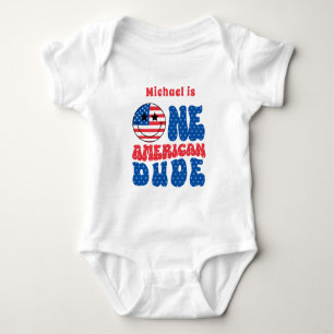 Een Amerikaanse Dude 4 juli Eerste Verjaardag Romper