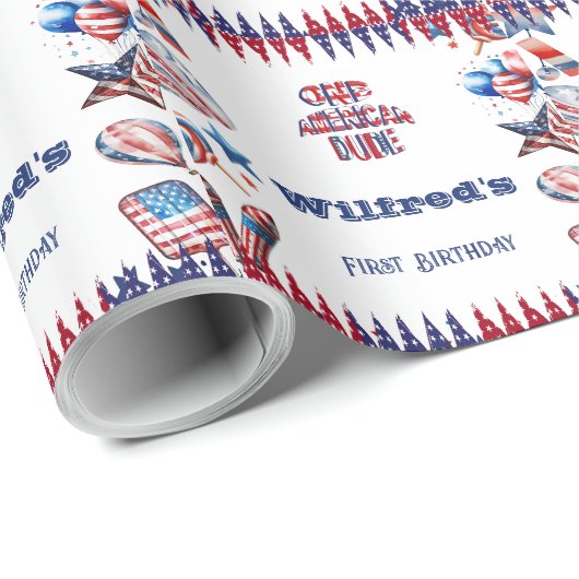 Een Amerikaanse Dude 4 juli Rood Wit Blauw Verjaar Cadeaupapier (Rol Hoek)