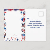 Een Amerikaanse Dude 4 juli Rood Wit Blauw Verjaar Uitnodiging Briefkaart (Achterkant)