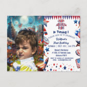 Een Amerikaanse Dude 4 juli Rood Wit Blauw Verjaar Uitnodiging Briefkaart (Voorkant)