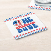 Een Amerikaanse Dude 4th van 1 juli Verjaardag Kartonnen Onderzetters (Schuin)