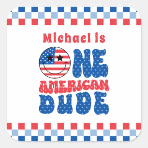 Een Amerikaanse Dude 4th van 1 juli Verjaardag Vierkante Sticker