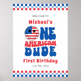 Een Amerikaanse Dude 4th van juli Eerste Verjaarda Poster