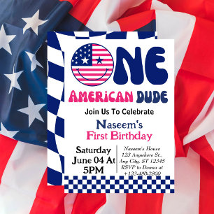 Een Amerikaanse Kerel 4 juli Jongen 1e Verjaardag Kaart