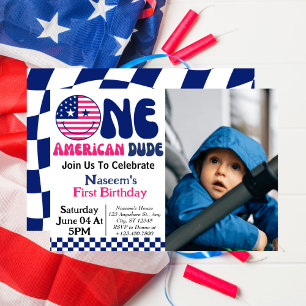 Eén Amerikaanse kerel jongen 1e verjaardag foto Kaart