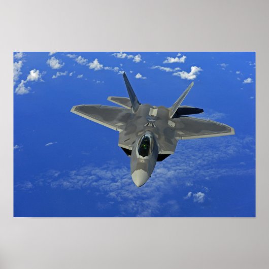 Een Amerikaanse luchtmacht F-22 Raptor in vlucht b Poster (Voorkant)