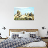 Een Amerikaanse marine bereidt howitzer-rondes voo Canvas Afdruk (Insitu (Slaapkamer))