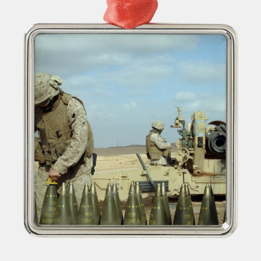 Een Amerikaanse marine bereidt howitzer-rondes voo Metalen Ornament (Voorkant)