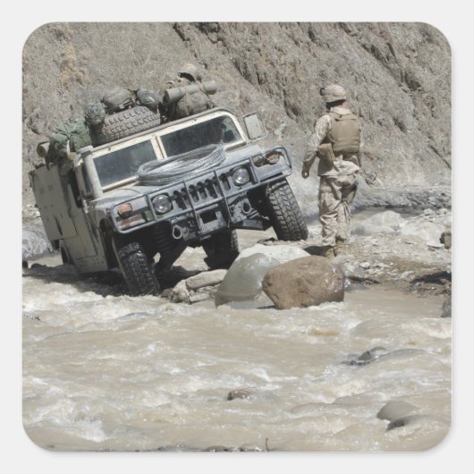 Een Amerikaanse marine die de bestuurder van een H Vierkante Sticker (Voorkant)