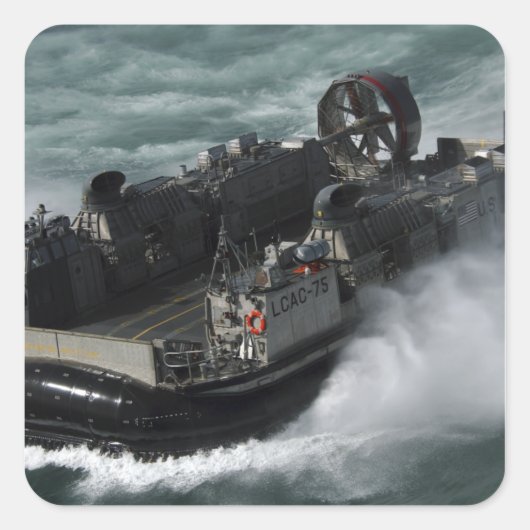 Een Amerikaanse marine landings Craft Air Cushion Vierkante Sticker (Voorkant)