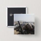 Een Amerikaanse marine vuurt een mortier in Salina Vierkante Button 5,1 Cm (Voorkant /achterkant)