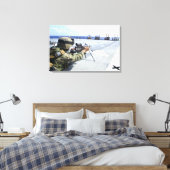Een Amerikaanse marinier die zijn wapen aanpast Canvas Afdruk (Insitu (Slaapkamer))