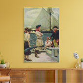 Een Amerikaanse privateer die een Britse prijs inn Canvas Afdruk (Insitu (Woonkamer))