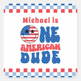 Een Amerikaanse vent 4 juli 1e verjaardag Vierkante Sticker