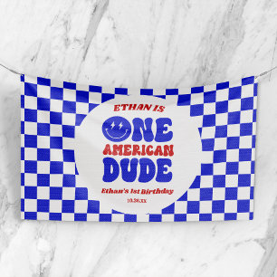 Een Amerikaanse vent 4 juli 1e verjaardagsfeestje Spandoek