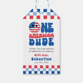 Een Amerikaanse vent 4 juli eerste verjaardag Cadeaulabel