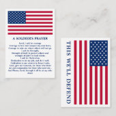 Een Amerikaanse Vlaggenlegering van Soldaat's gebe Visitekaartje (Voorkant / Achterkant)