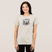 Een Amerikaanse witte pelikaan met aangepaste teks Tri-Blend Shirt (Voorkant volledig)