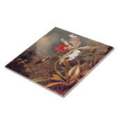 Een Amethyst Hummingbird met een White Orchid Tegeltje (Zijkant)