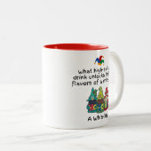 Een amusante smaakvolle gehakttaart grap tweekleurige koffiemok (Voorkant rechts)