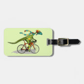 Een Anabisetia dinosaurus op de fiets. Bagagelabel (Voorkant horizontaal)
