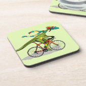 Een Anabisetia dinosaurus op de fiets. Bier Onderzetter (Linkerzijde)