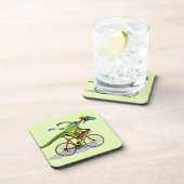 Een Anabisetia dinosaurus op de fiets. Bier Onderzetter (Rechterzijde)