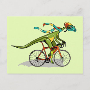 Een Anabisetia dinosaurus op de fiets. Briefkaart