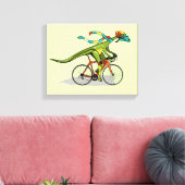 Een Anabisetia dinosaurus op de fiets. Canvas Afdruk (Insitu (Woonkamer))