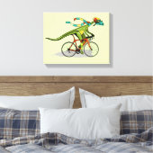 Een Anabisetia dinosaurus op de fiets. Canvas Afdruk (Insitu (Slaapkamer))