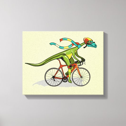 Een Anabisetia dinosaurus op de fiets. Canvas Afdruk (Voorkant)