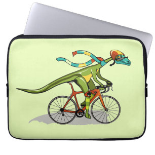 Een Anabisetia dinosaurus op de fiets. Laptop Sleeve