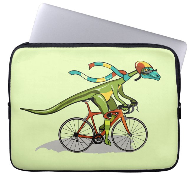 Een Anabisetia dinosaurus op de fiets. Laptop Sleeve (Voorkant)
