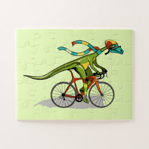 Een Anabisetia dinosaurus op de fiets. Legpuzzel