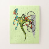 Een Anabisetia dinosaurus op de fiets. Legpuzzel (Verticaal)
