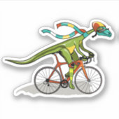 Een Anabisetia dinosaurus op de fiets. Sticker (Voorkant)