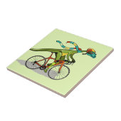 Een Anabisetia dinosaurus op de fiets. Tegeltje (Zijkant)