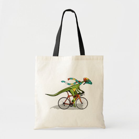 Een Anabisetia dinosaurus op de fiets. Tote Bag (Voorkant)