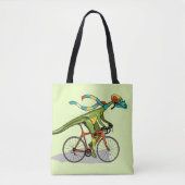 Een Anabisetia dinosaurus op de fiets. Tote Bag (Voorkant)