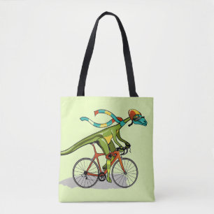 Een Anabisetia dinosaurus op de fiets. Tote Bag