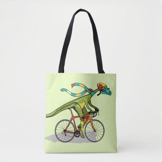 Een Anabisetia dinosaurus op de fiets. Tote Bag (Voorkant)