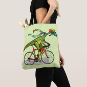 Een Anabisetia dinosaurus op de fiets. Tote Bag (Dichtbij)