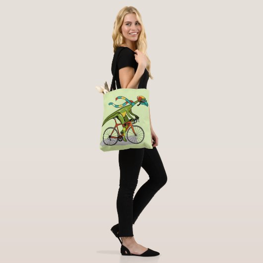Een Anabisetia dinosaurus op de fiets. Tote Bag (Op model)