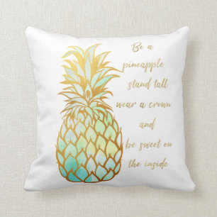 Een ananas-Sierkussen in tonnen groen/blauw Kussen