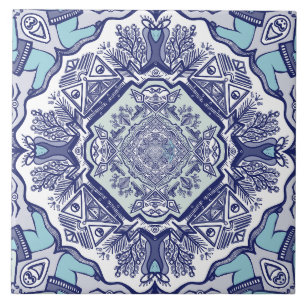 Een ander blauw china geïnspireerd ontwerp Keramis Tegeltje