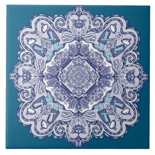 Een ander blauw china geïnspireerd ontwerp Keramis Tegeltje