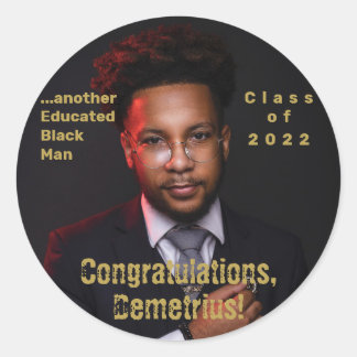 Een ander opgeleid zwart Man 2022 Afstuderen Foto Ronde Sticker