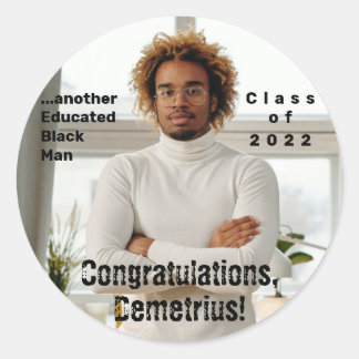 Een ander opgeleid zwart Man 2022 Afstuderen Foto Ronde Sticker