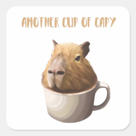 Een andere beker van Capy met Cute Capybara Vierkante Sticker (Voorkant)